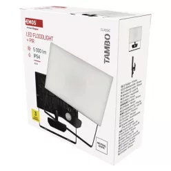   LED-es reflektor TAMBO mozgásérzékelővel, 50 W, 5000 lm, fekete