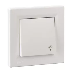   Schneider ASFORA egypólusú nyomó, lámpajel - IP44, fehér (EPH0900221)