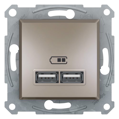 Schneider Electric ASFORA Dupla USB töltő, 2.1A, A+A, bronz (EPH2700269)