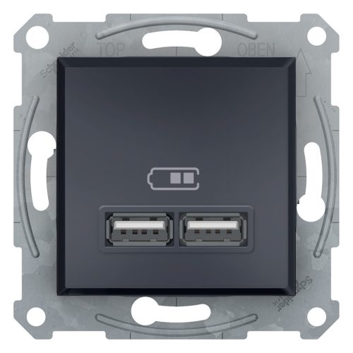 Schneider Electric ASFORA Dupla USB töltő, 2.1A, A+A, antracit (EPH2700271)