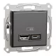 Schneider ASFORA Dupla USB töltő, 2,4A, A+C, antracit (EPH2700371)