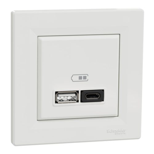 Schneider Electric ASFORA Dupla USB gyorstöltő, A+C, 45W, fehér (EPH2700421)