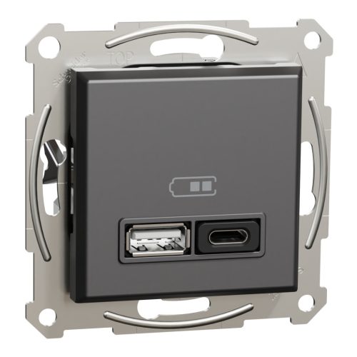 Schneider Electric ASFORA Dupla USB gyorstöltő, A+C, 45W, antracit (EPH2700471)