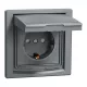 Schneider ASFORA 2p+f csatlakozóaljzat, biztonsági zsaluval, csapfedeles - IP44, acél (EPH3100362)