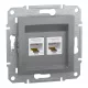 Schneider ASFORA 2xRJ45 Cat5e UTP aljzat, acél (EPH4400162)
