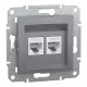 Schneider ASFORA 2xRJ45 Cat6 UTP aljzat, acél (EPH4800162)
