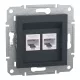 Schneider ASFORA 2xRJ45 Cat6 UTP aljzat, antracit (EPH4800171)