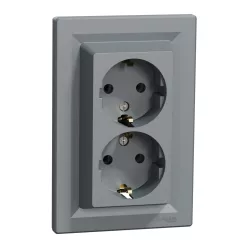   Schneider ASFORA 2x2p+f csatlakozóaljzat, csavaros, acél (EPH9900162)