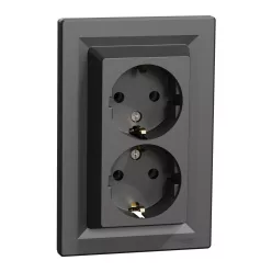   Schneider ASFORA 2x2p+f csatlakozóaljzat, csavaros, antracit (EPH9900171)