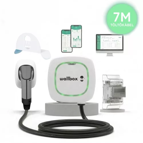 Wallbox Pulsar Plus 22kW + POWER BOOST + Kábel tartó – Fehér - 7m - Type 2