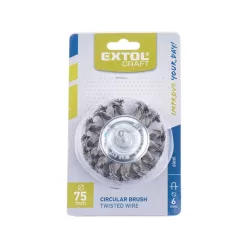   drótcsiszoló körkefe, 75mm, fúrógépbe fogható: 6mm csap, sodrott erős, hullámos szálú, max 12.500 ford/perc