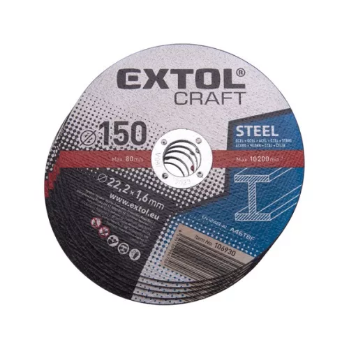 vágókorong acélhoz 150×1,6×22,2mm, max. 10.200 ford/perc, (darabáras, de csak ötösével rendelhető)