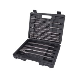   betonfúró és véső klt. SDS PLUS; 13db, 6,8,10/160mm, 8,10,12/210mm, 10,12,14/260mm, lapos 20,40/250mm, hegyes, horony