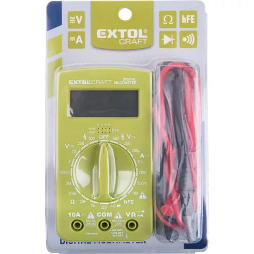 digitális multiméter; Amper/Volt/Ohm mérő, hangjelző funkcióval, CE, 1 db 9V elem