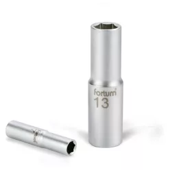   dugófej, hosszított, 1/2", 19mm, 61CrV5, mattkróm, 77mm hosszú FORTUM