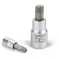   bitdugófej, torx, 1/2", 61CrV5/S2, mattkróm; TX45, 55mm FORTUM