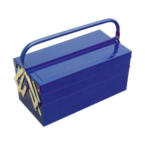 szerszámosláda fém 40×20×20cm, 5 rekesz, festett lemez, lakatolható