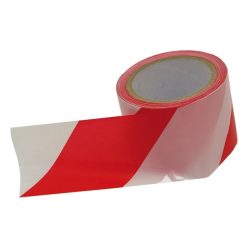   jelölő szalag, piros-fehér; 75mm×100m, polietilén (kordonszalag)