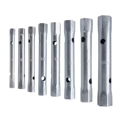   csőkulcs klt., 10db (8 csőkulcs+2 hajtóvas), CrV., 6-22mm (6×7;8×9;10×11;12×13;14×15; 16×17;18×19;20×22)