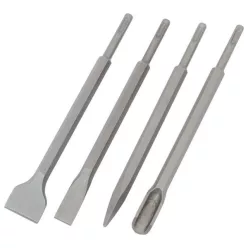   betonvéső klt. 4db, SDS PLUS, 250mm hosszú; hegyes, lapos 25mm, lapos 45mm, horony
