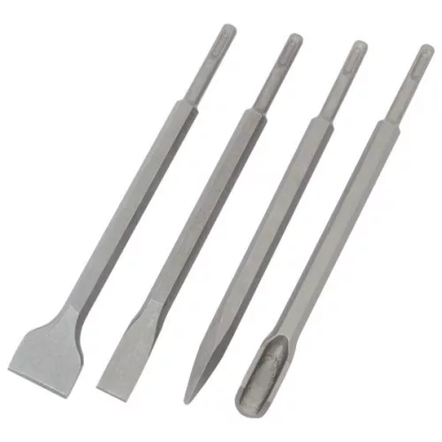 betonvéső klt. 4db, SDS PLUS, 250mm hosszú; hegyes, lapos 25mm, lapos 45mm, horony