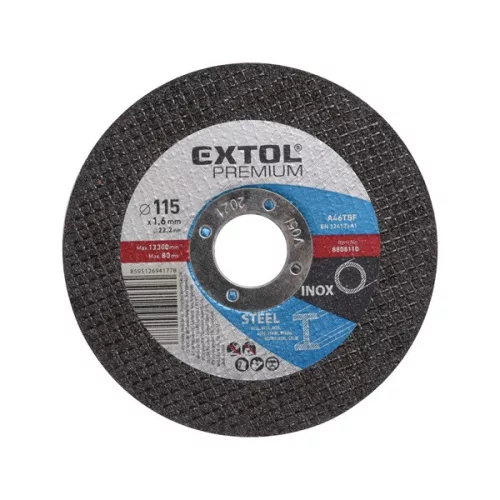vágókorong acélhoz/inoxhoz, kék; 115×1,6×22,2mm, max 13300 ford/perc, (darabáras, de csak ötösével rendelhető)