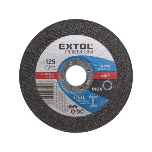 vágókorong acélhoz/inoxhoz, kék; 125×1,6×22,2mm, max 12200 ford/perc, (darabáras, de csak ötösével rendelhető)