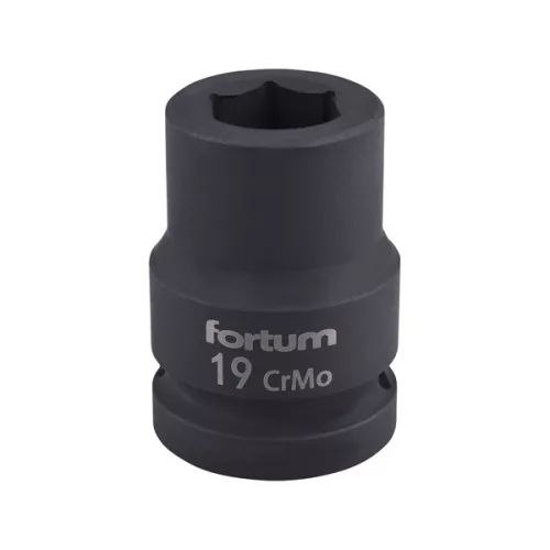 gépi (impakt) dugófej 3/4", 19mm, L 52 mm, feketített, FORTUM