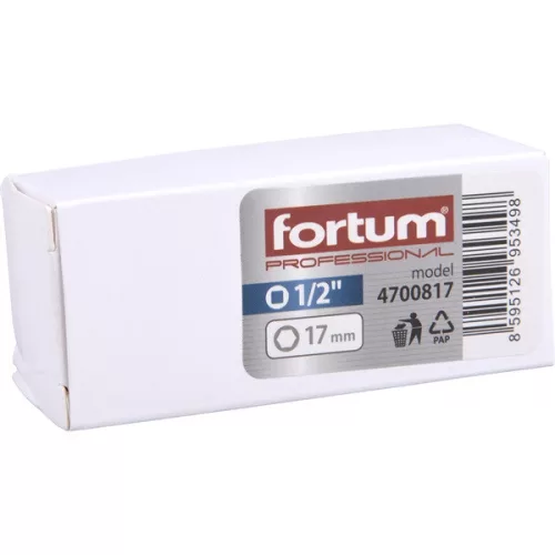 gépi (impakt) dugófej 1/2", 17 mm; vékonyfalú, ALU felnihez FORTUM