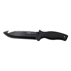   vadász- és túrakés, 2CR13 rozsdamentes acél penge, műanyag nyél, nylon tok, teljes/penge hossz: 270mm/150mm