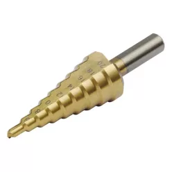   lépcsős fémfúró, 13 lépcsős; (4-39mm, 3mm lépcsők), befogás: 13mm, max. 4mm vastag anyagokhoz, TiN bevonat