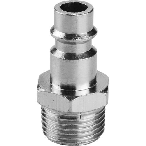 gyorscsatlakozó-dugó, külső menettel, G-1/2", nikkelezett réz, bliszteren