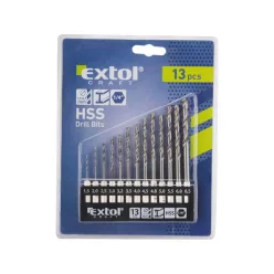   fémcsigafúró klt., 13db, HSS; 1,5-6,5mm, 1/4" BIT befogás, polírozott, műanyag tartóban, bliszteren