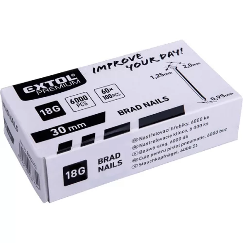 szeg fejjel, 8891860, 8891861, 8865040 tűzőgéphez 6000 db, 18G, szár.: 1,25×0,95 mm, fej: 2,0 mm, hossz.: 30 mm