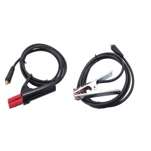 munkakábel elektródafogóval + földelőkábel csipesszel, 8796012 inverterhez, 200 A, 3 m, 25 mm2, MMA hegesztéshez