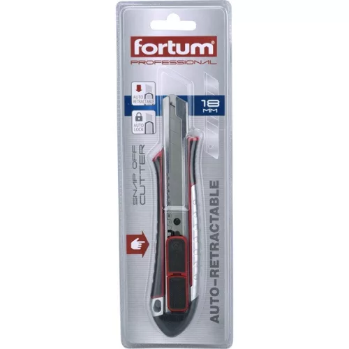 tapétavágó kés; automatikus penge visszahúzás, 18mm, pótpenge: 4780003 FORTUM