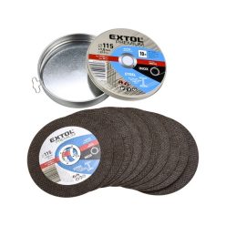   vágókorong 10 db, acélhoz/inoxhoz, kék; 125×1×22,2mm, max 12200 ford/perc, fémdobozban