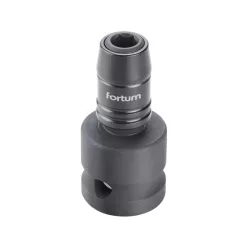   adapter, impakt 1/4" BIT-ek gépi befogásához, 1/2" gépi befogás, gyorskioldóval, CrMoV, hossz: 49 mm