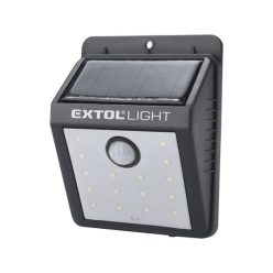   éjszakai készenléti LED lámpa, 0,4W, 16 LED; 120 Lm, napelem+szenzor, Li-ion akkus, 1200 mAh, falra szerelhető