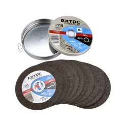   vágókorong 10 db, acélhoz/inoxhoz, kék; 115×1×22,2mm, max 13300 ford/perc, fémdobozban