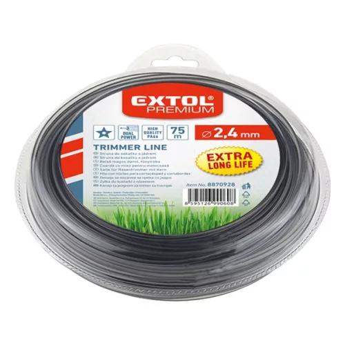 damil szegélynyíró géphez 3,0 mm, csillag keresztmetszetű, fekete közép/dual power, 75m