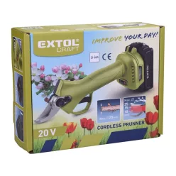   akkus metszőolló, Extol Craft, 20V, kefementes motor, 1db 2000 mAh Li-ion akku + 1 db töltő