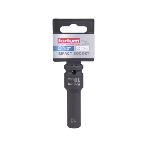 gépi (impakt) dugófej 1/2", 10 mm, L 78 mm, feketített, FORTUM