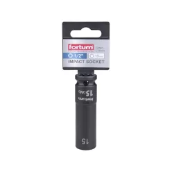   gépi (impakt) dugófej 1/2", 15 mm, L 78 mm, feketített, FORTUM
