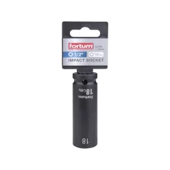   gépi (impakt) dugófej 1/2", 18 mm, L 78 mm, feketített, FORTUM