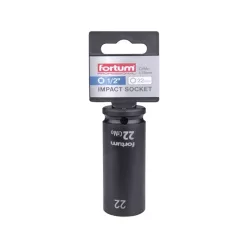  gépi (impakt) dugófej 1/2", 22 mm, L 78 mm, feketített, FORTUM