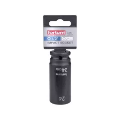   gépi (impakt) dugófej 1/2", 24 mm, L 78 mm, feketített, FORTUM