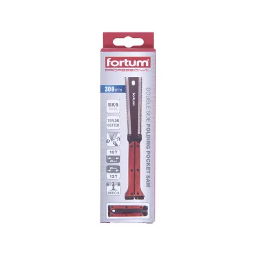 fafűrész, összecsukható, teljes/penge hossz: 300/140 mm, teflon bevonatú penge SK5 acélból, kétoldalas