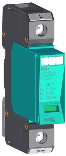 KIWA túlfeszültség levezető PO I 1 280V túlfeszültség levezető 12,5kA T1+T2 (B+C) cikkszám:  81.001