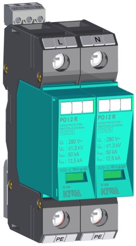 KIWA túlfeszültség levezető PO I 2 R 280V túlfeszültség levezető távjelzős 12,5kA T1+T2 (B+C) cikkszám:  81.006